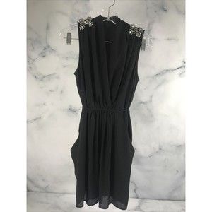 Collective Concepts, black beaded sleeveless Dress Size Medium, tie waist